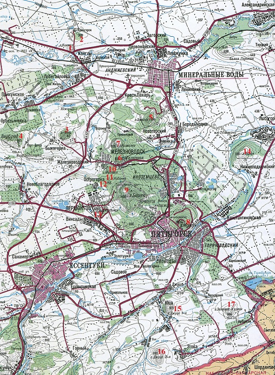 17 Гор лакколитов КМВ на карте. Карта Минеральных вод 1:20000. Карта Минвод 1990. Ростов минеральные воды на машине